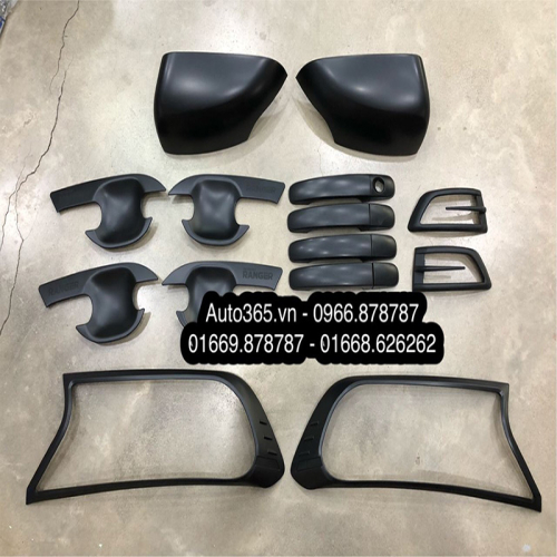 TRỌN BỘ ỐP TRANG TRÍ PHỤ KIỆN ĐEN TRƠN CHO FORD RANGER